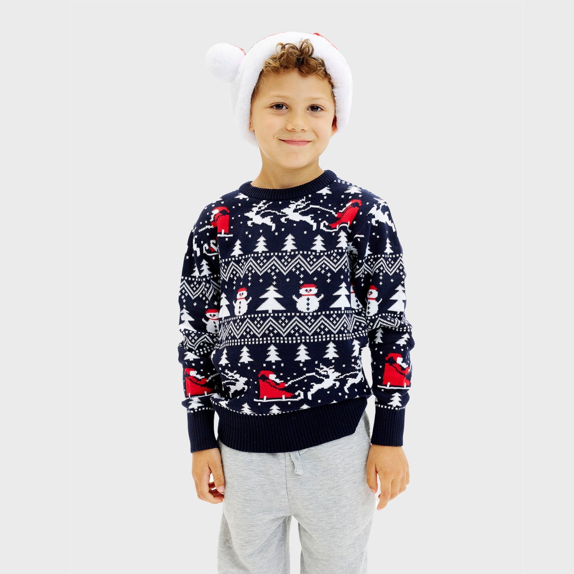 De Stijlvolle Kersttrui Navy - Kinderen.